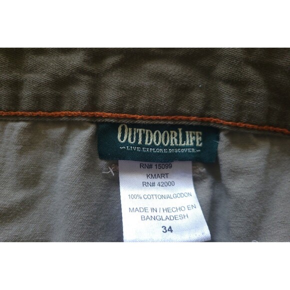 OUTDOOR LIFE Men's Khaki Cargo Shorts Size 34 Used Condition - See Photos - Picture 3 of 8